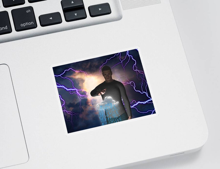 Powerful Sticker featuring the digital art The Rainmaker by Bruce Rolff