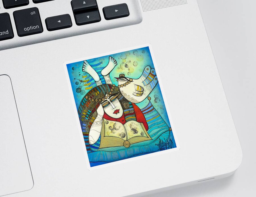 Albena Sticker featuring the painting The Reader by Albena Vatcheva