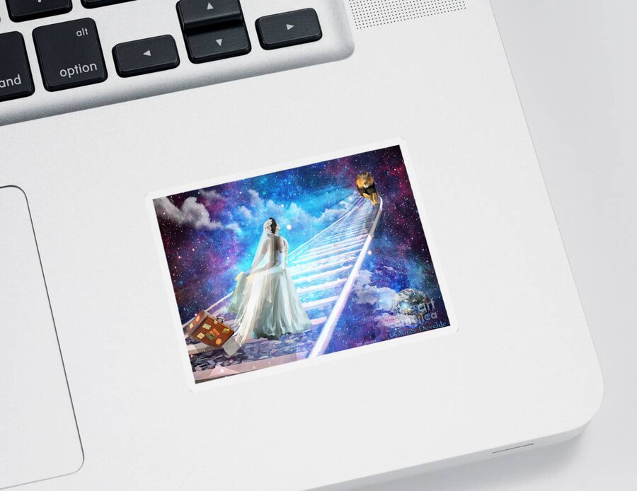 Train Track Bride Of Christ Holy Spirit Dove Baggage Luggage World Earth Sticker featuring the digital art The right Track by Dolores Develde