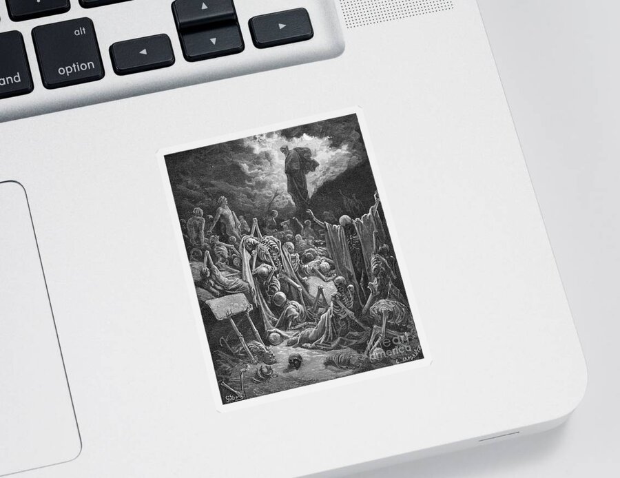 Prophet Sticker featuring the painting The Vision of the Valley of Dry Bones by Gustave Dore