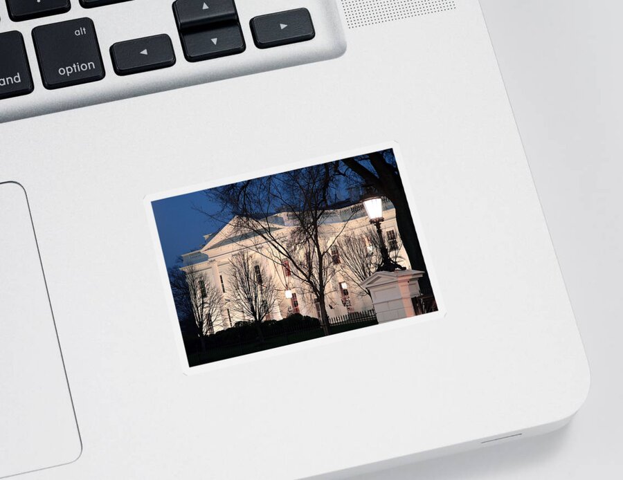 White House Sticker featuring the photograph The White House At Dusk by Cora Wandel