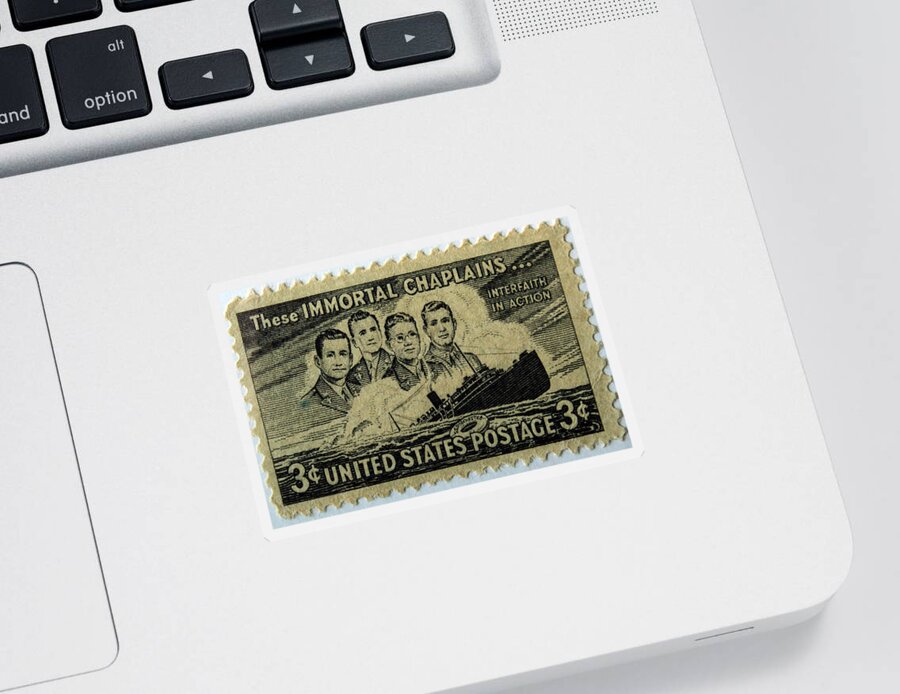 Postage Sticker featuring the photograph These IMMORTAL CHAPLAINS by Tikvah's Hope