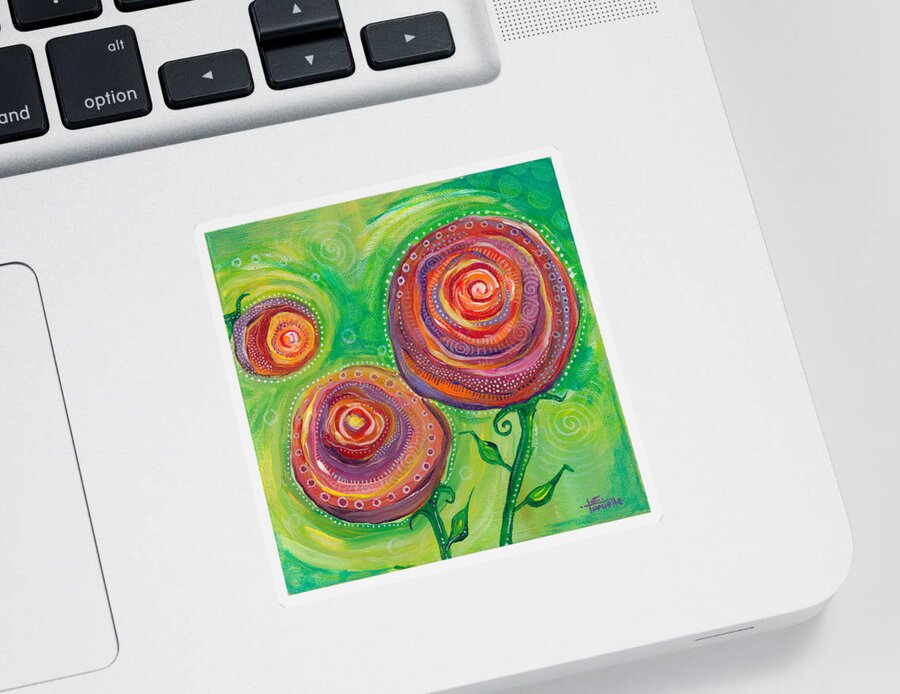 Roses Sticker featuring the painting These Roses Are Forever by Tanielle Childers