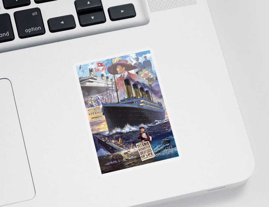 Adult Sticker featuring the digital art Titanic by MGL Meiklejohn Graphics Licensing