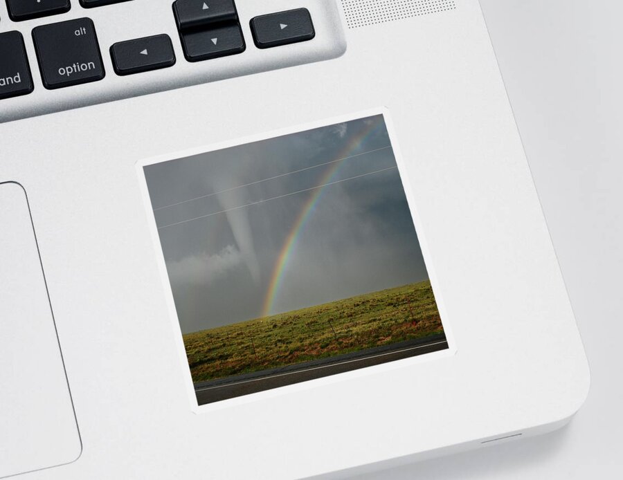 Campo Sticker featuring the photograph Tornado and the Rainbow by Ed Sweeney