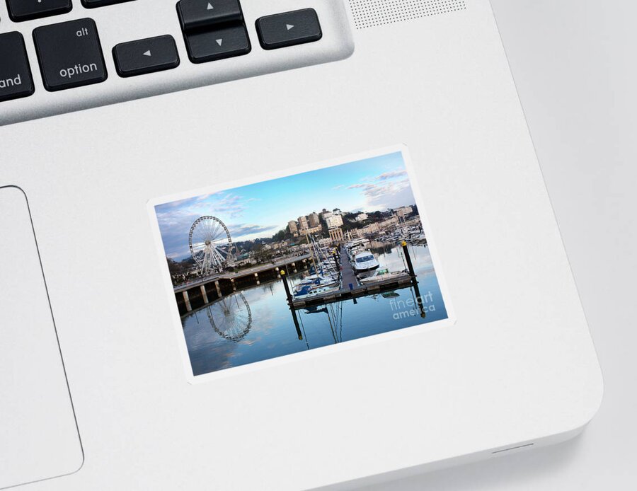 Water Sticker featuring the photograph Torquay Marina and Ferris Wheel by Terri Waters