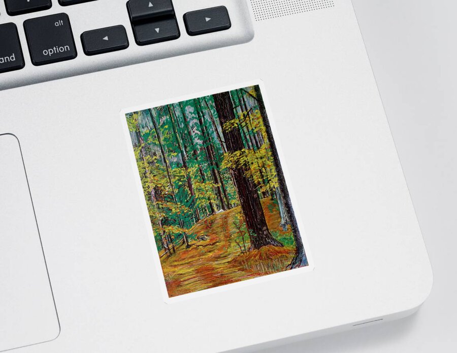 Realism Sticker featuring the pastel Trail At Wason Pond by Sean Connolly