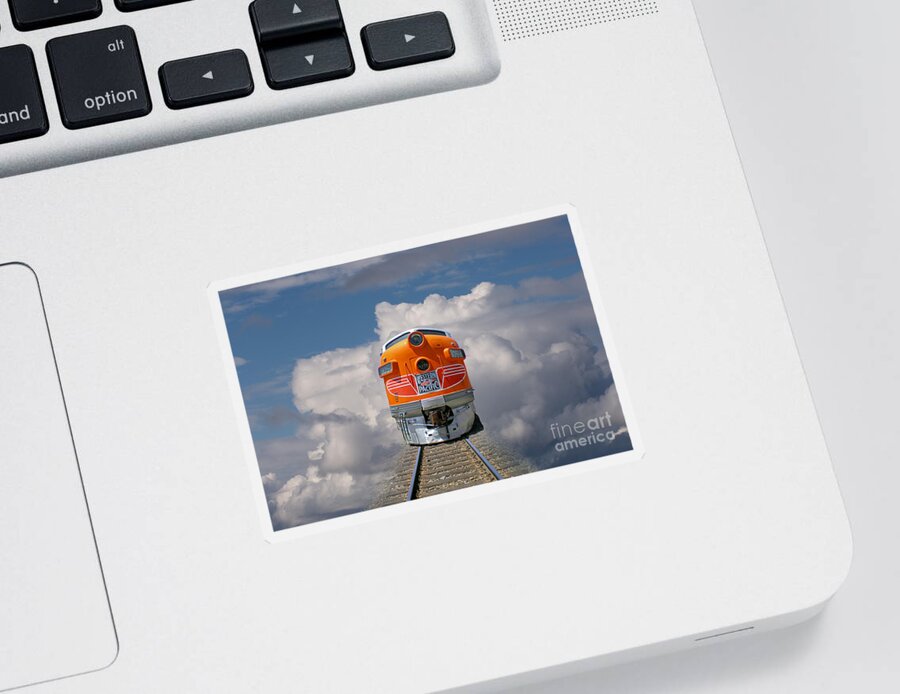Surreal Sticker featuring the photograph Train In Clouds by Ron Sanford