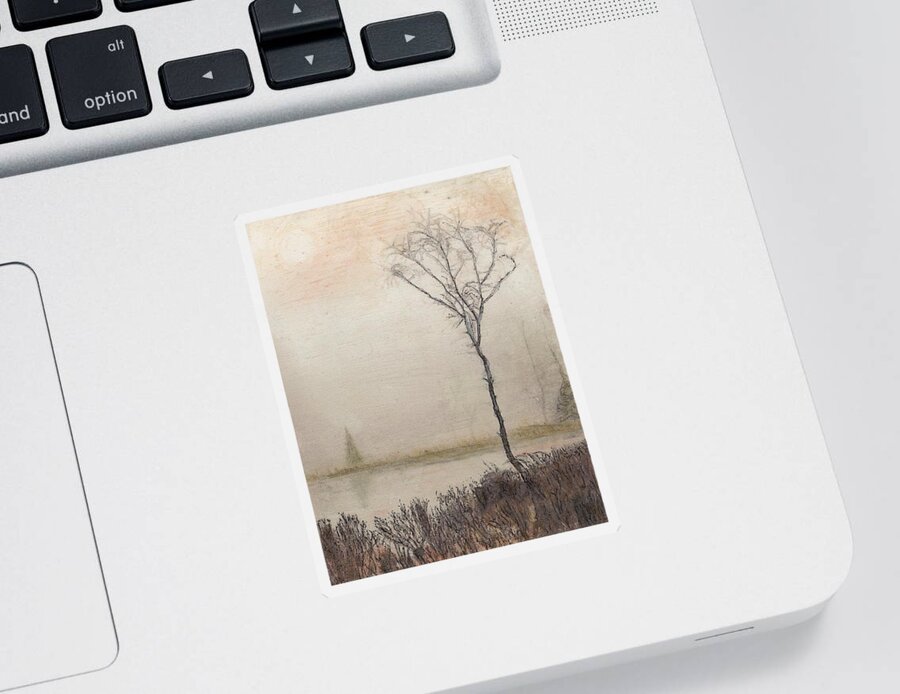 Nature Sticker featuring the mixed media Tranquil Morning by Cara Frafjord