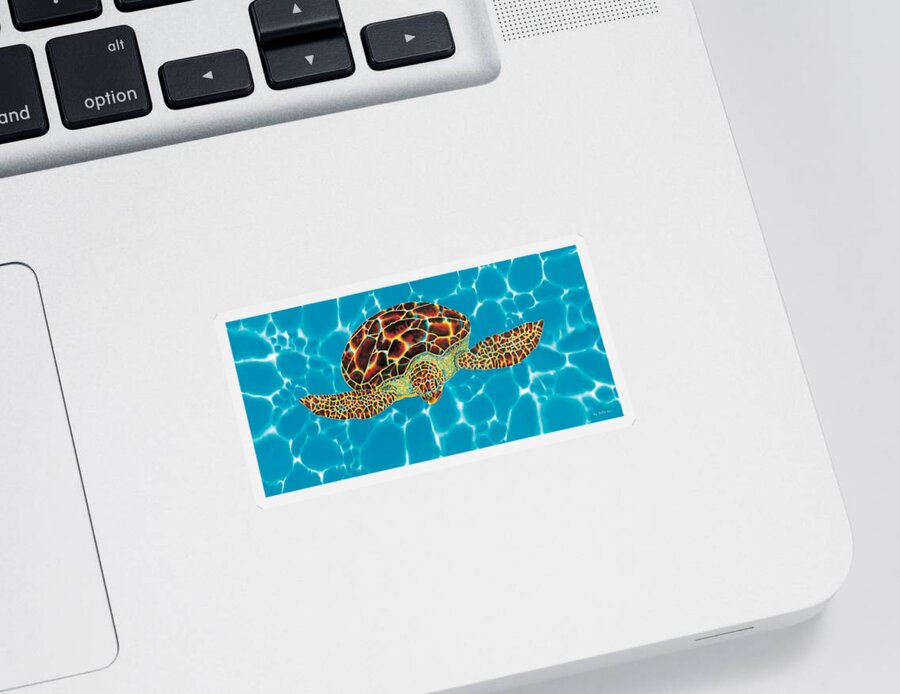 Sea Turtle Sticker featuring the painting Caribbean Sea Turtle by Daniel Jean-Baptiste