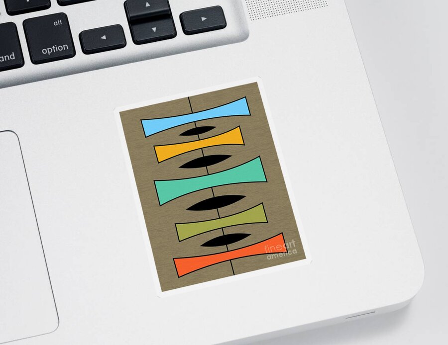Mid-century Modern Sticker featuring the digital art Trapezoids on Brown by Donna Mibus