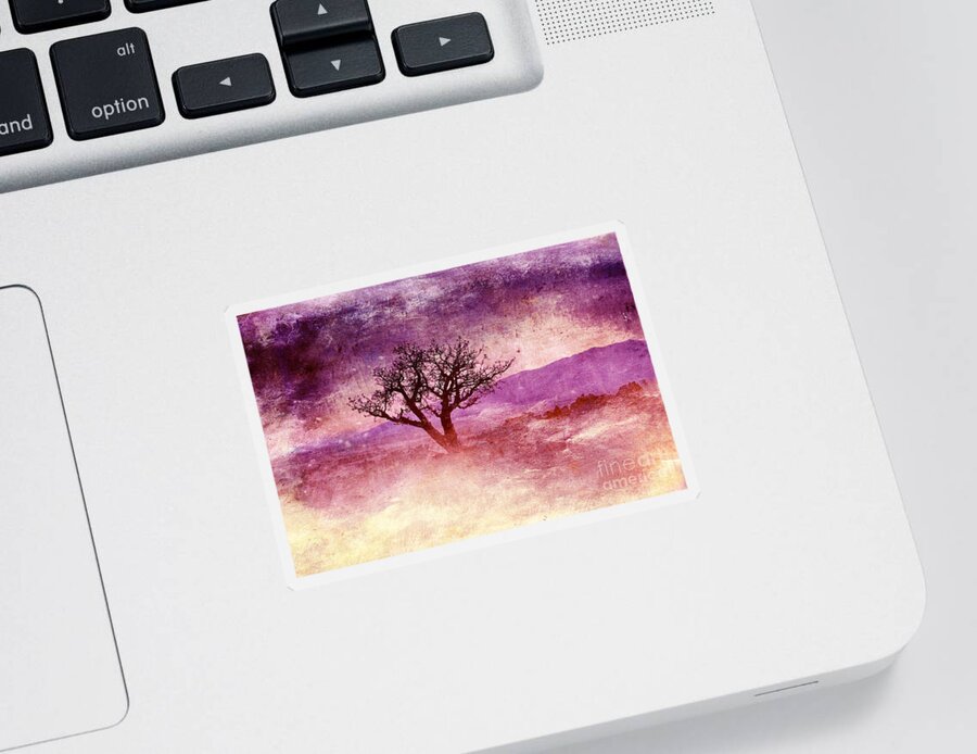 Tree Sticker featuring the photograph Tree at Dusk in Waikoloa 4 by Ellen Cotton