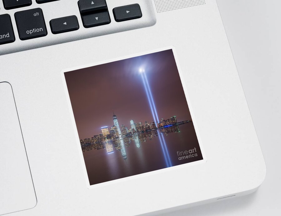 Nyc Sticker featuring the photograph Tribute in Light by Michael Ver Sprill