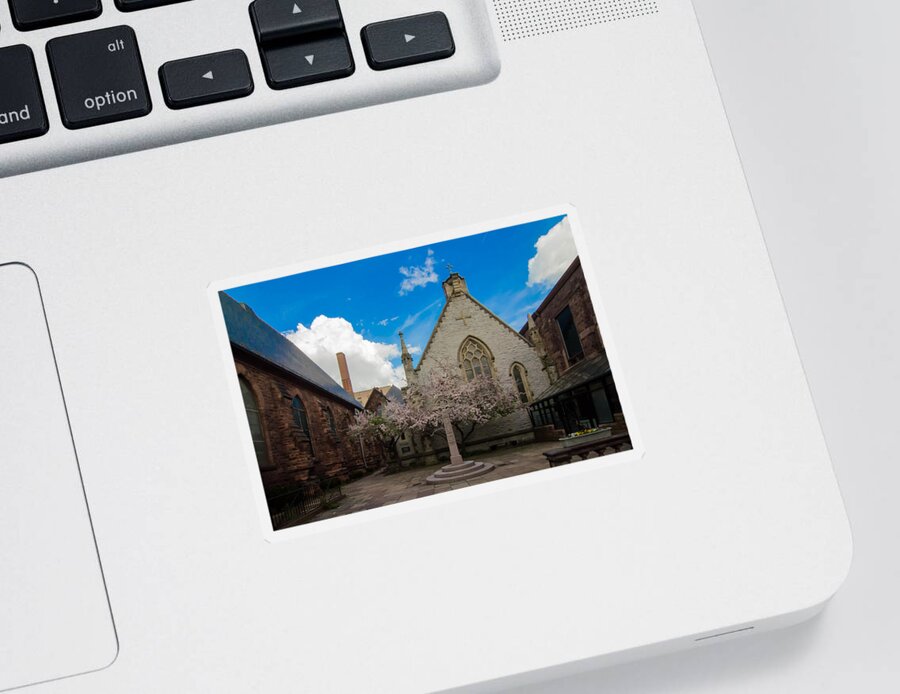 Buffalo Sticker featuring the photograph Trinity Courtyard by Guy Whiteley