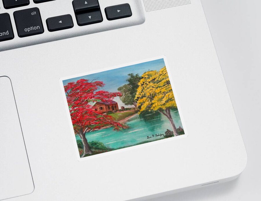 Flamboyan Sticker featuring the painting Tropical Lifestyle by Luis F Rodriguez