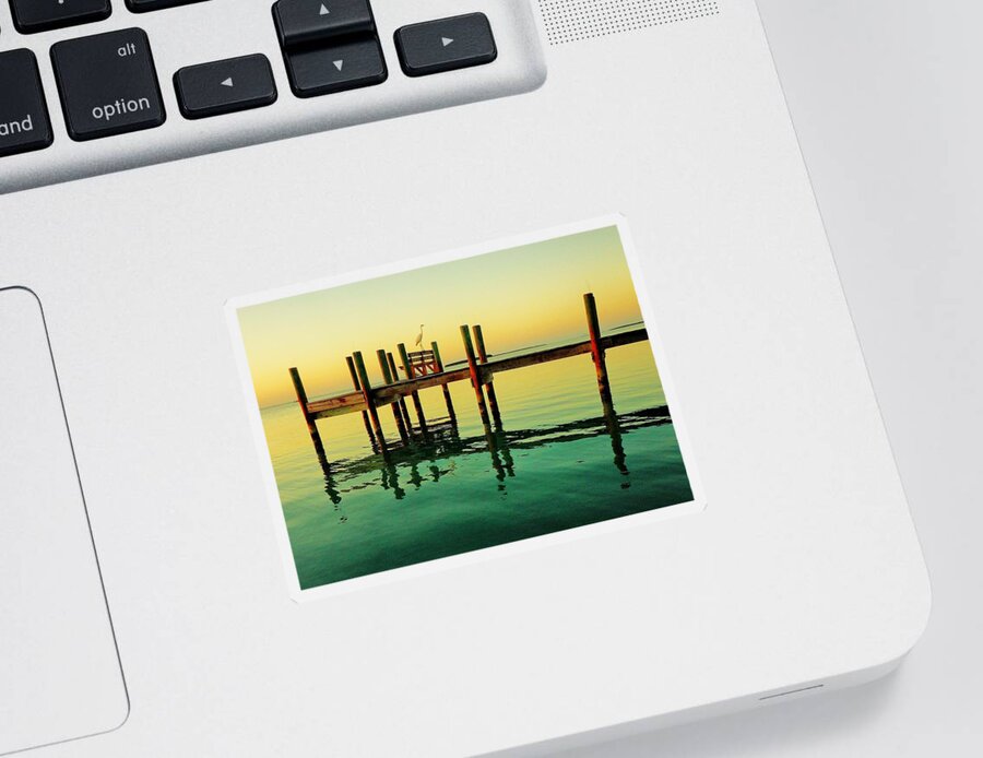 Key Largo Sticker featuring the photograph Tropical Pier by Benjamin Yeager