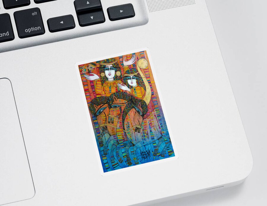 Three Sticker featuring the painting Troyka by Albena Vatcheva