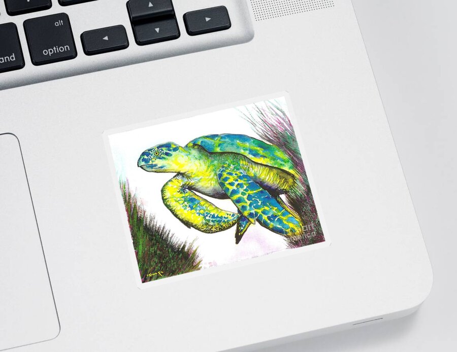 Nature Sticker featuring the painting Turtle Wonder by Frances Ku