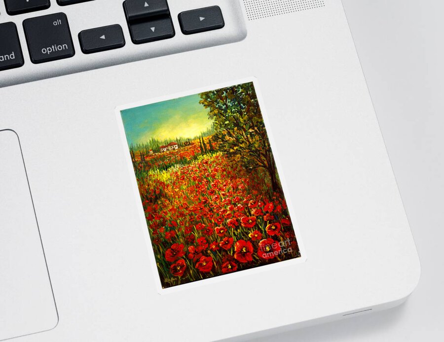 Tuscan Sticker featuring the painting Tuscan Poppies by Lou Ann Bagnall