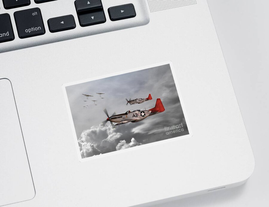 P51 Sticker featuring the digital art Tuskegee Airmen by Airpower Art
