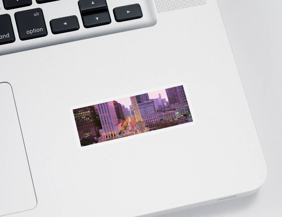 Photography Sticker featuring the photograph Twilight, Downtown, City Scene, Loop by Panoramic Images