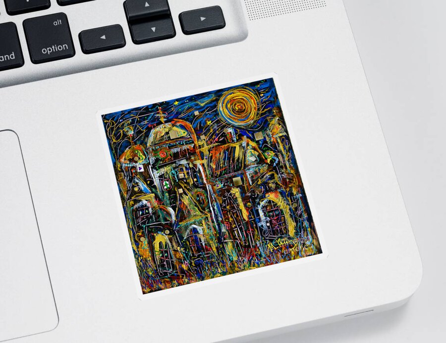 Cityscape Sticker featuring the painting Two domes by Maxim Komissarchik