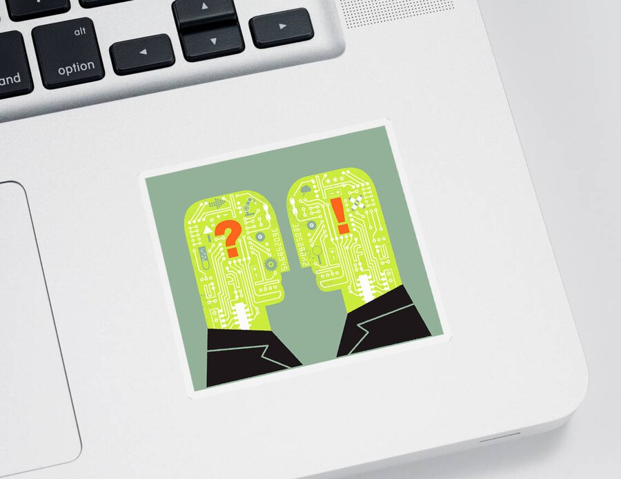 Adult Sticker featuring the photograph Two Men Face To Face With Circuit Board by Ikon Ikon Images