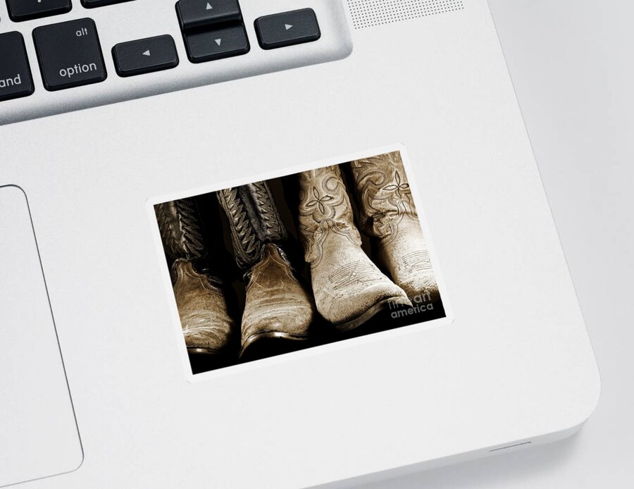 Cowboy Sticker featuring the photograph Two Pair of Cowboy Boots are Better Than One by Lincoln Rogers
