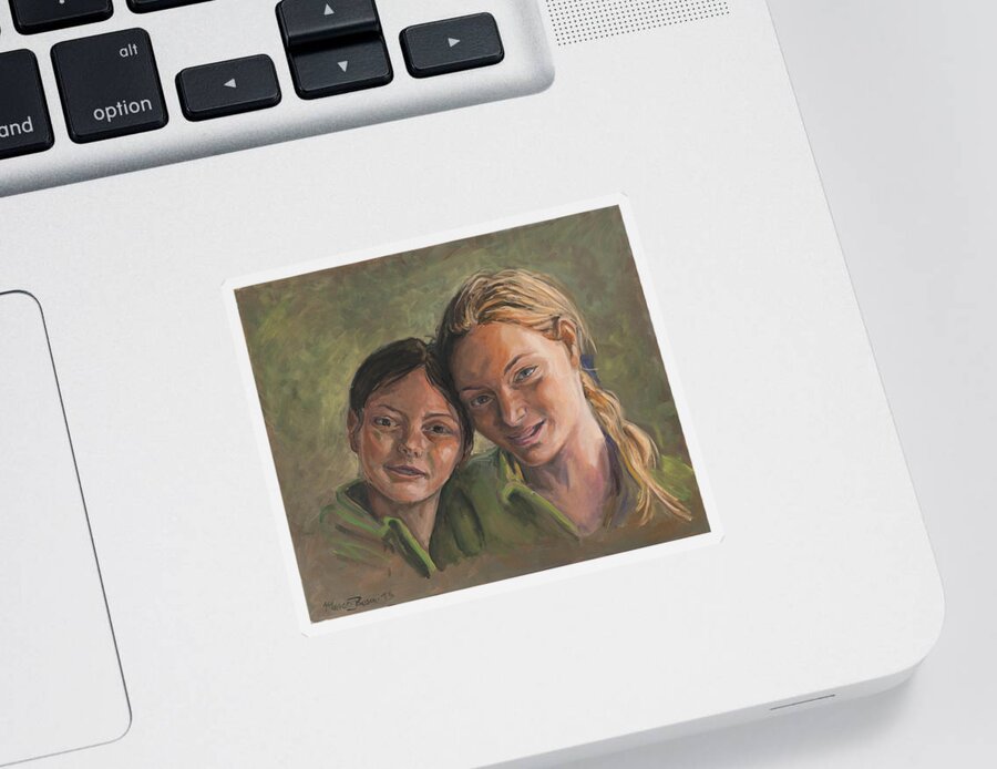 Portrait Sticker featuring the painting Two Sisters by Marco Busoni