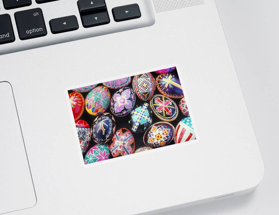 Horizontal Sticker featuring the photograph Ukrainian Easter Eggs by Verlin L Biggs