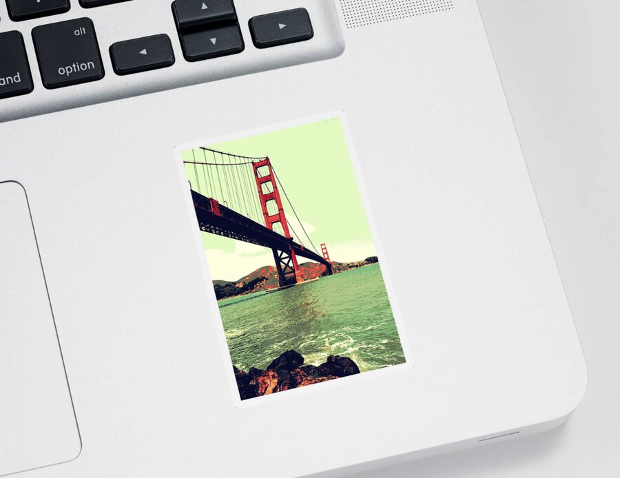 Golden Gate Bridge Sticker featuring the photograph Under the Golden Gate by Michelle Calkins