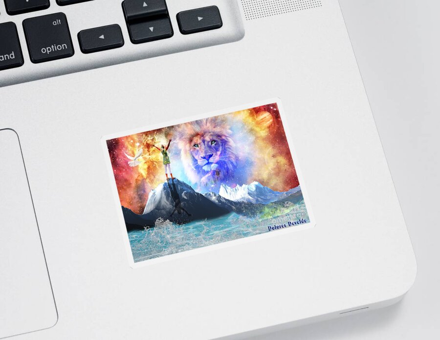 Lion Of Judah Sticker featuring the digital art Up Close and Personal by Dolores Develde
