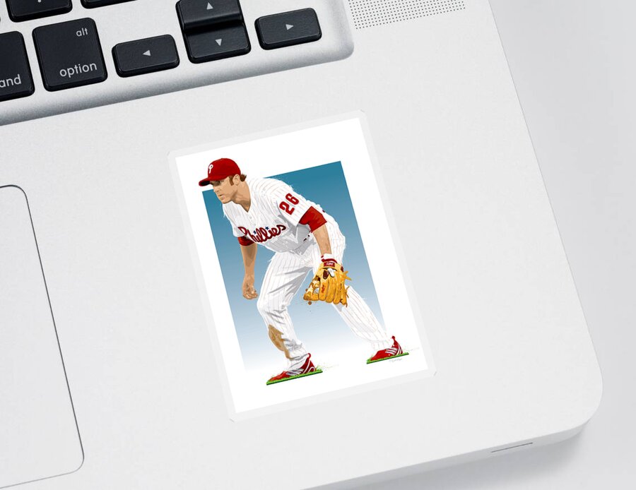 Chase Utley Sticker featuring the digital art Utley In The Ready by Scott Weigner