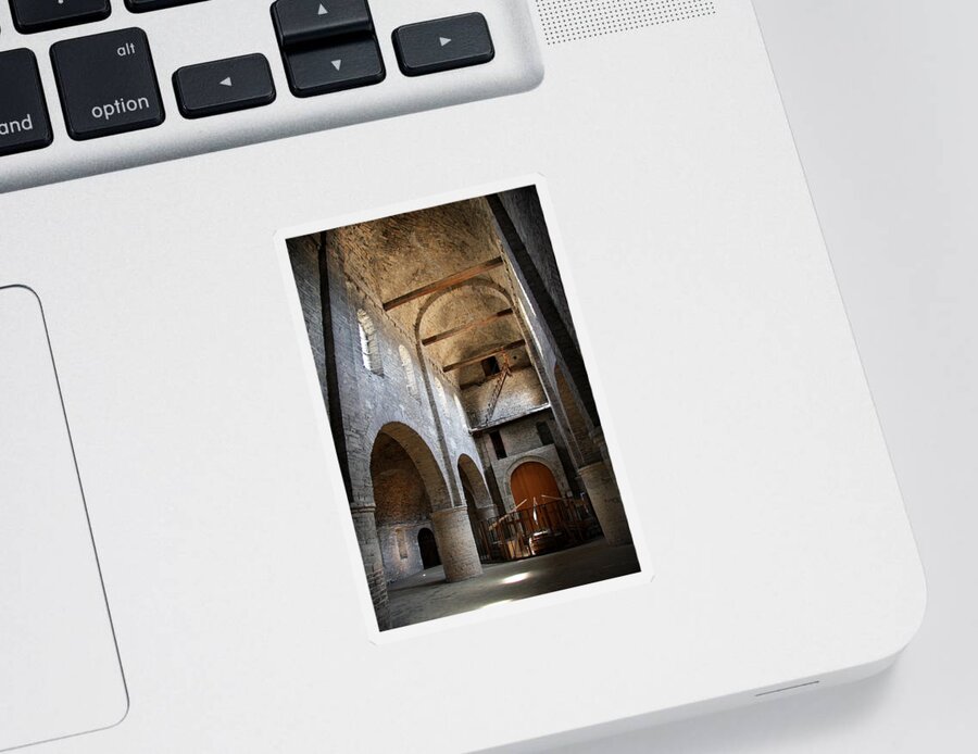 Vault Sticker featuring the photograph Vaulted Roof St Philibert - Tournus by Christiane Schulze Art And Photography