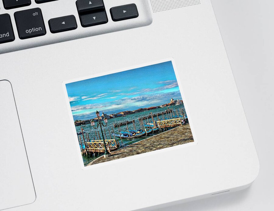 Italy Sticker featuring the photograph Venice Gondolas on the Grand Canal by Kathy Churchman