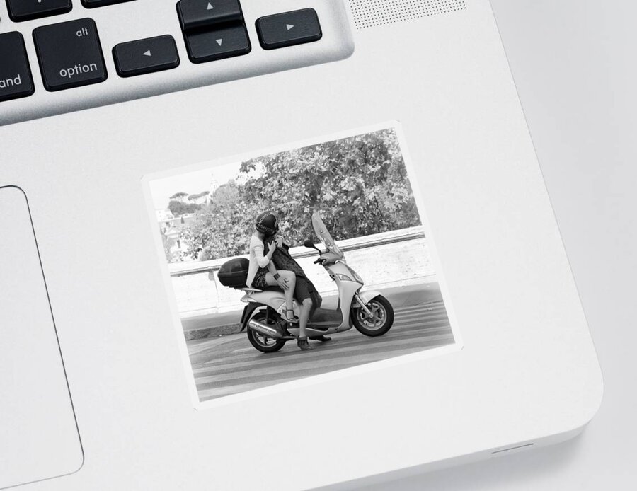 Romantic Sticker featuring the photograph Vespa Romance by Valentino Visentini