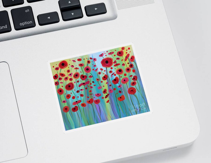 Poppy Sticker featuring the painting Vibrant Poppies by Stacey Zimmerman