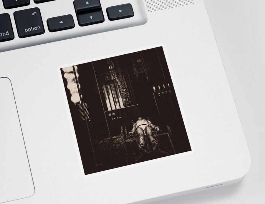 Frankenstein Sticker featuring the digital art Victor Frankenstein's Lab by Bob Orsillo