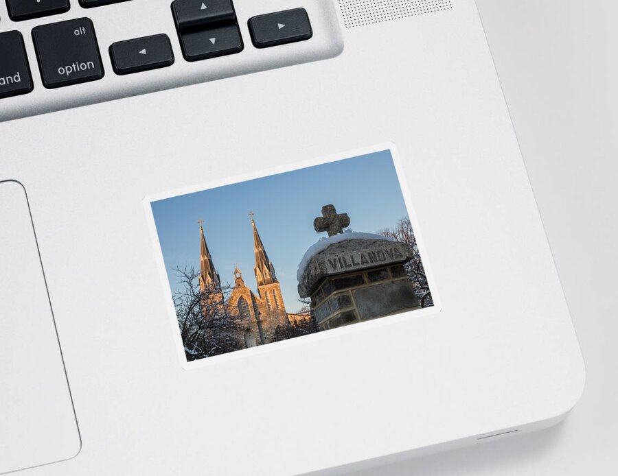Villanova Sticker featuring the photograph Villanova Wall and Chapel by Photographic Arts And Design Studio