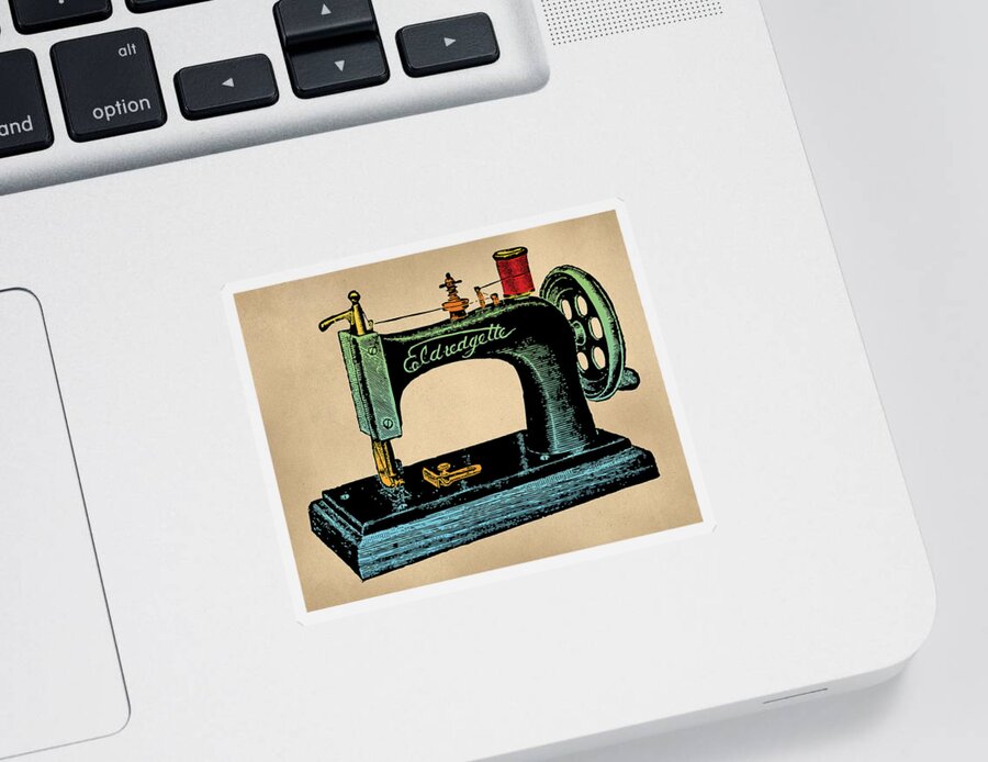 Vintage Sewing Machine Illustration Sticker by Flo Karp - Pixels