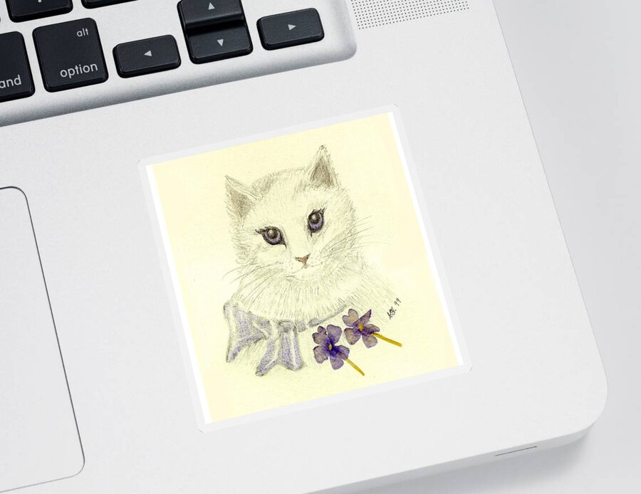 Cat Sticker featuring the digital art Violet by Stephanie Grant