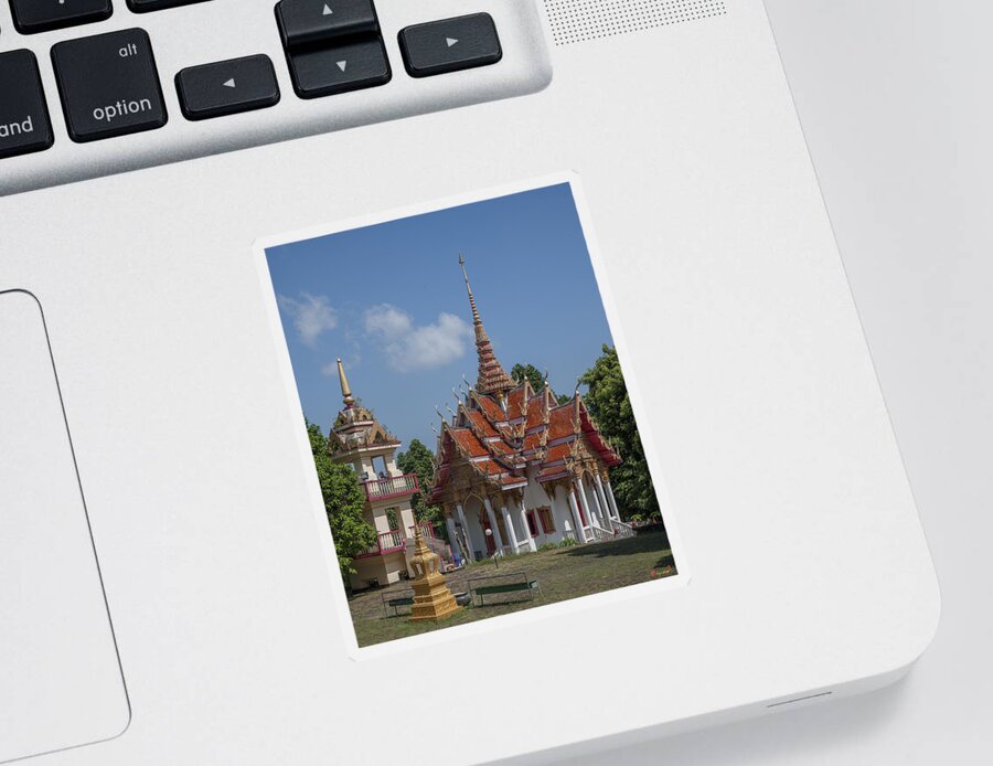 Scenic Sticker featuring the photograph Wat Ket Ho Wihan and Bell Tower DTHP0616 by Gerry Gantt