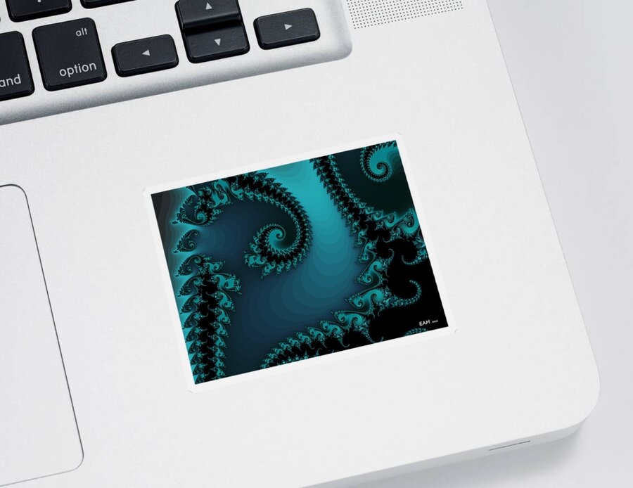 Fractal Art Sticker featuring the digital art Watchers on the Chalcedony Slide by Elizabeth McTaggart