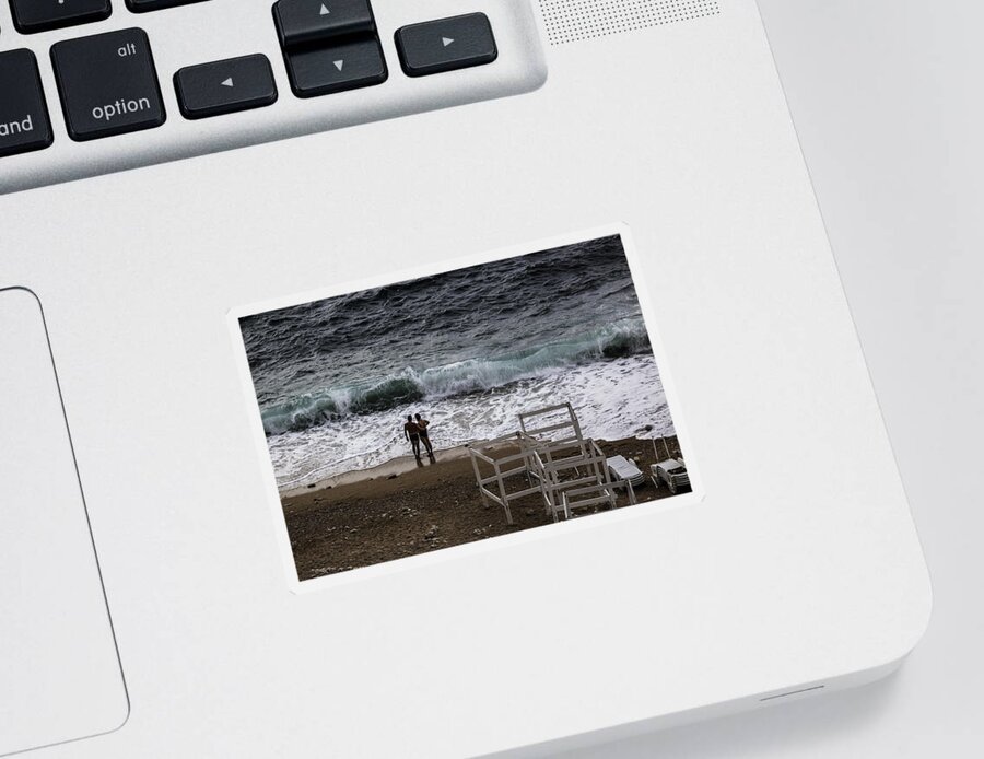 Love Sticker featuring the photograph Watching The Waves Roll In by Madeline Ellis