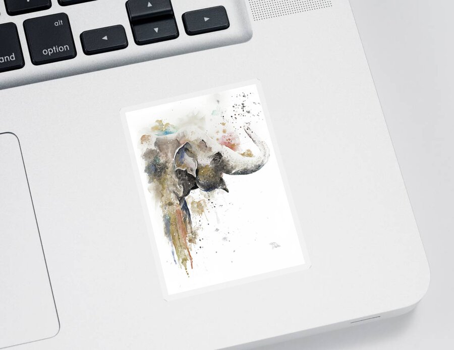 Water Sticker featuring the painting Water Elephant by Patricia Pinto