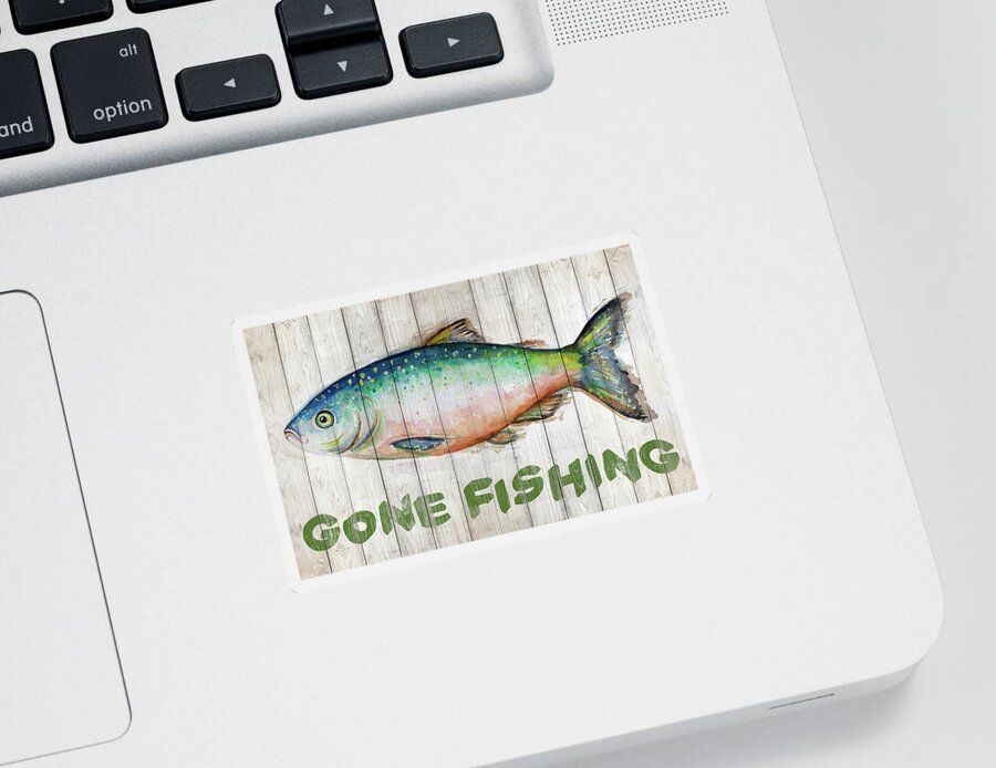 Watercolor Fish On Wood I Sticker by Patricia Pinto - Pixels Merch
