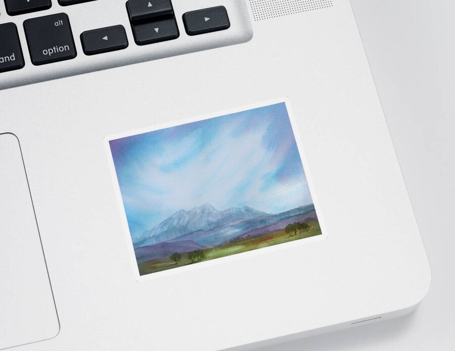 Attractive Sticker featuring the painting Watercolor Painting Of Mountains by Ikon Ikon Images
