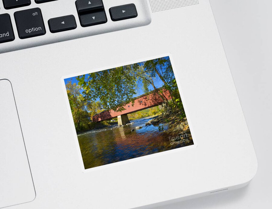 Covered Bridge Sticker featuring the photograph West Cornwall Covered Bridge by Diane Diederich