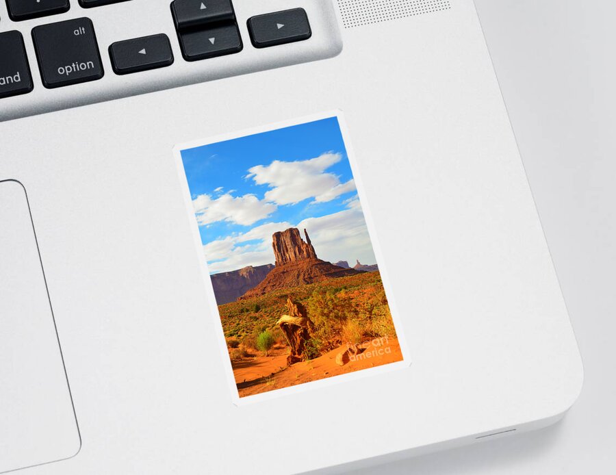 Monument Valley Sticker featuring the photograph West Mitten at Monument Valley by Debra Thompson