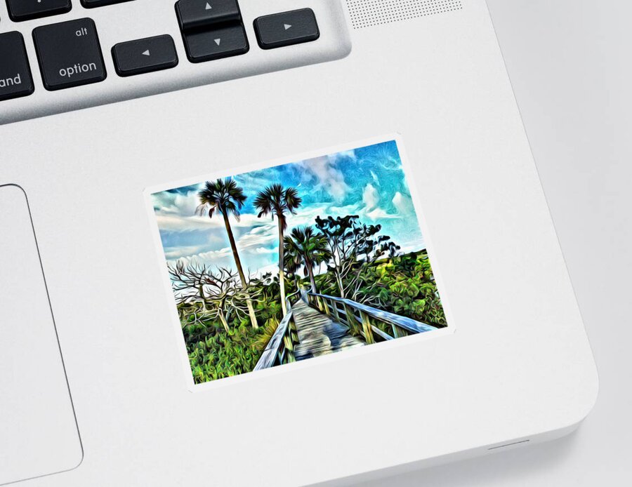 Boardwalk Sticker featuring the photograph What A Beautiful Boardwalk by Alice Gipson